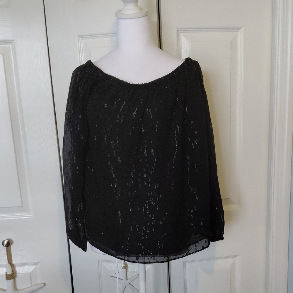 NWT Lilly Pulitzer Black Sparkle Off The Shoulder Blouse